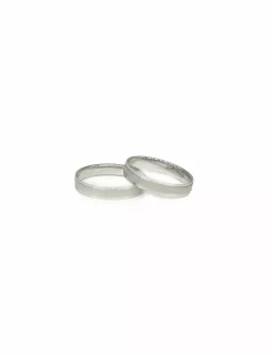 New Alianza satinada y brillo oro blanco 18k Alianzas De Oro|Anillos De Oro