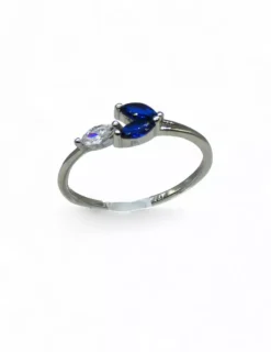 Outlet Anillo ajustable circonitas zafiro y blanca plata 925 rodio Anillos De Plata|Anillos