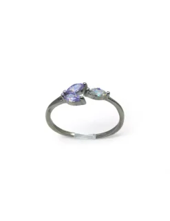 Fashion Anillo ajustable circonitas amatista light y blanca plata 925 rodio Anillos De Plata|Anillos