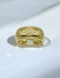 Flash Sale Anillo ancho con círculos diamante oro 18k - T. 21 Anillos Con Brillantes|Anillos De Oro