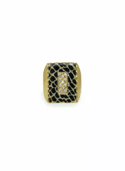 Clearance Anillo ancho lacado animal print circonitas oro 18k - T.16 Anillos De Oro|Anillos