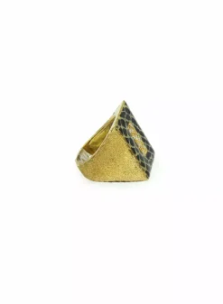 Clearance Anillo ancho lacado animal print circonitas oro 18k - T.16 Anillos De Oro|Anillos