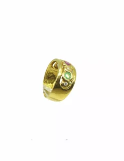 Shop Anillo ancho tres piedras colores y circonitas oro 18k - T.15 Anillos De Oro|Anillos