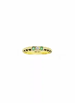 Fashion Anillo bolitas con diamante y circonitas verdes oro 18k - T.14 Anillos Con Brillantes|Anillos De Oro
