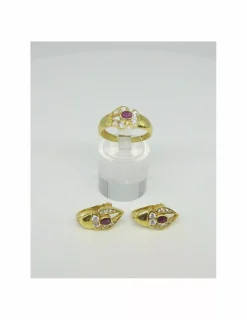 Clearance Anillo calado con rubíe y circonitas oro 18k - T.15 Anillos De Oro|Anillos