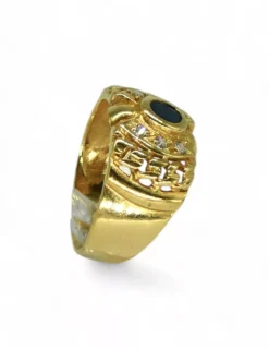 Hot Anillo calado piedra negra oval 18k Anillos De Oro|Anillos