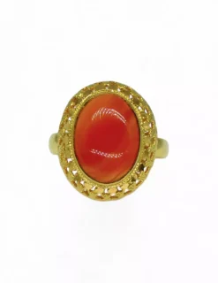 Shop Anillo calado piedra oval naranja oro 18k - T.17 Anillos De Oro|Anillos