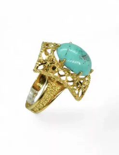 New Anillo calado piedra turquesa oro 18k - T.14 Anillos De Oro|Anillos