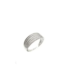 Clearance Anillo cinco bandas lisas y circonitas Plata de Ley Anillos De Plata|Anillos