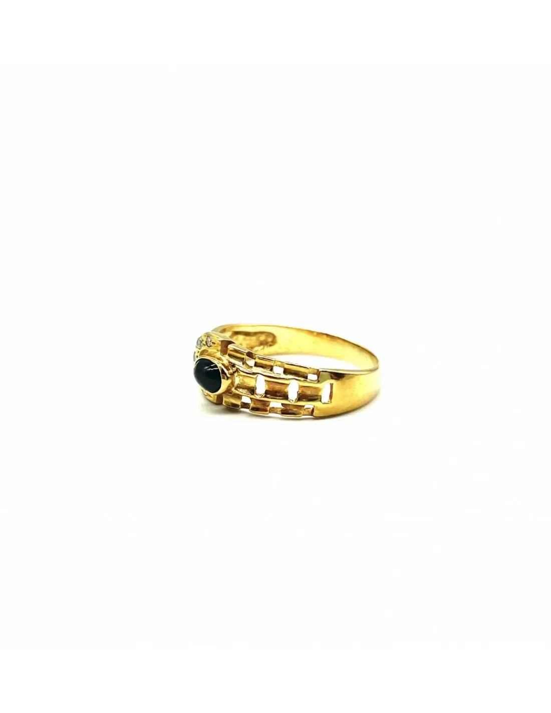 Clearance Anillo cinturón piedra negra y circonitas oro 18k - T.21 Anillos De Oro|Anillos