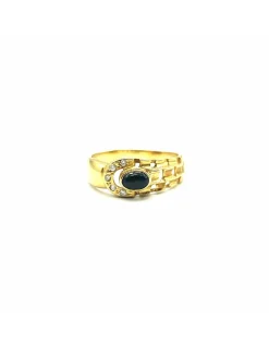 Clearance Anillo cinturón piedra negra y circonitas oro 18k - T.21 Anillos De Oro|Anillos