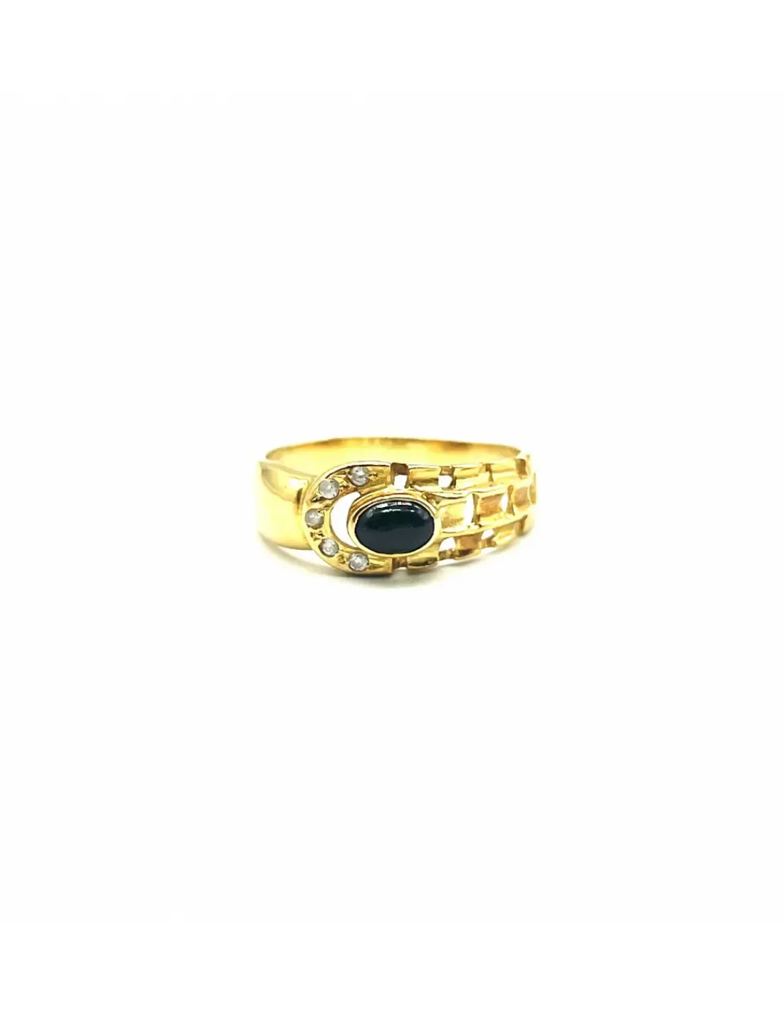 Clearance Anillo cinturón piedra negra y circonitas oro 18k - T.21 Anillos De Oro|Anillos
