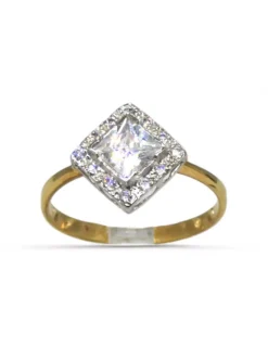 Sale Anillo circonita cuadrada oro bicolor 18K - T.15 Anillos De Oro|Anillos