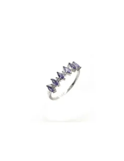 Store Anillo circonitas marquesa amatista circonitas blancas plata - T.11 Anillos De Plata|Anillos