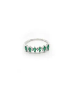 Sale Anillo circonitas marquesa verde circonitas blancas plata - T.13 Anillos De Plata|Anillos