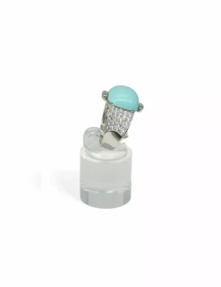 Shop Anillo circonitas piedra central turquesa  oro blanco 18k - T.14 Anillos De Oro Blanco|Anillos