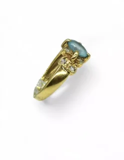 Store Anillo circonitas y piedra celeste oval oro 18k - T.15 Anillos De Oro|Anillos
