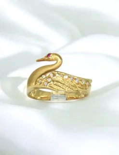 Flash Sale Anillo cisne con circonitas oro 18k - T.15 Anillos De Oro|Anillos