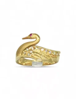 Flash Sale Anillo cisne con circonitas oro 18k - T.15 Anillos De Oro|Anillos