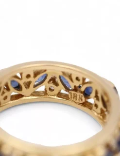 New Anillo con 15 zafiros y 16 diamantes oro 18k - T.14 Especial Piedras Preciosas|Anillos Con Brillantes