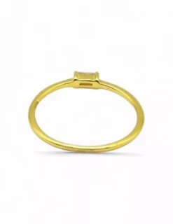 Hot Anillo con circonita baguette 4 garras plata chapada oro 18k - T.17 Anillos De Plata|Anillos