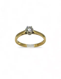 Online Anillo con diamante en seis garras oro bicolor 18k - T 14 Anillos Con Brillantes|Anillos De Oro