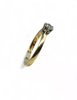 Online Anillo con diamante en seis garras oro bicolor 18k - T 14 Anillos Con Brillantes|Anillos De Oro
