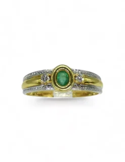 Shop Anillo con piedra oval oro bicolor 18k - T.15 Anillos De Oro|Anillos