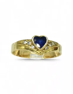 Flash Sale Anillo corazón con piedra azul y circonitas oro 18k - T.14 Anillos De Oro|Anillos