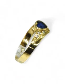 Flash Sale Anillo corazón con piedra azul y circonitas oro 18k - T.14 Anillos De Oro|Anillos
