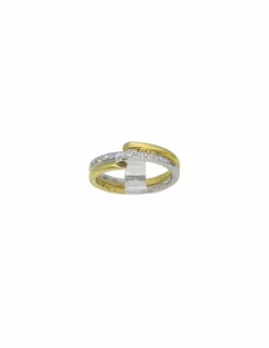 Discount Anillo cruzado con circonitas oro bicolor 18k - T.11 Anillos De Oro|Anillos