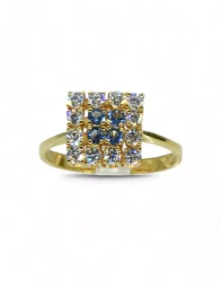 Cheap Anillo cuadrado circonitas blancas y azules oro 18k - T.15 Anillos De Oro|Anillos