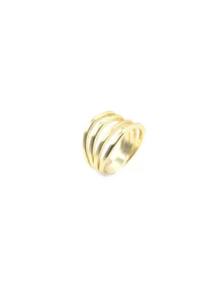 Clearance Anillo cuatro aros plata de Ley chapada en oro Anillos De Plata|Anillos