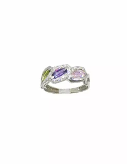 Flash Sale Anillo decoración circonitas colores oro blanco 18k - T.14 Anillos De Oro Blanco|Anillos
