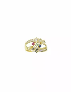 Best Sale Anillo doble con circonitas de colores oro 18k - T.16 Anillos De Oro|Anillos