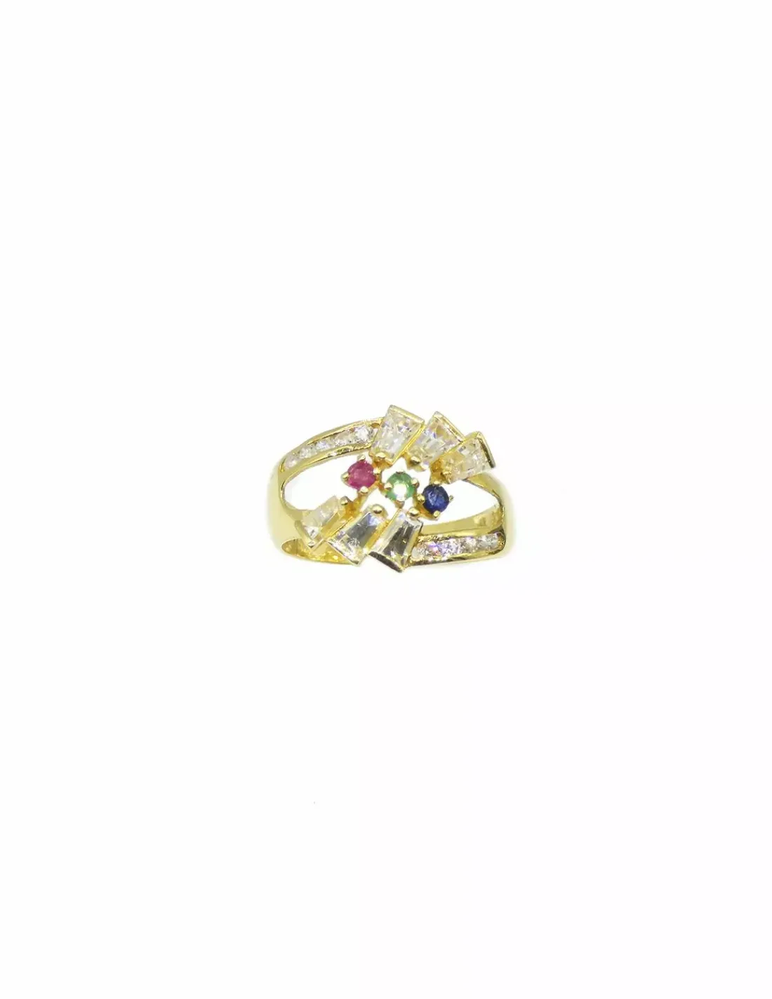 Best Sale Anillo doble con circonitas de colores oro 18k - T.16 Anillos De Oro|Anillos