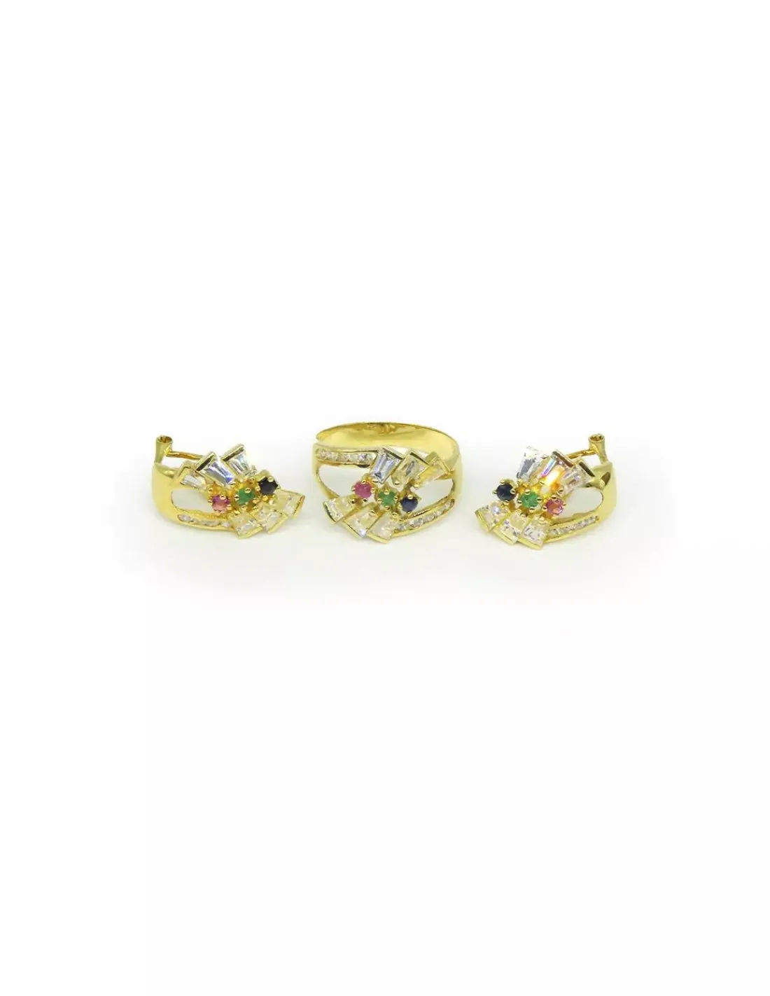 Best Sale Anillo doble con circonitas de colores oro 18k - T.16 Anillos De Oro|Anillos