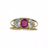 Store Anillo dos líneas con circonitas blancas y central rubí  oro 18k - T.16 Anillos De Oro|Anillos