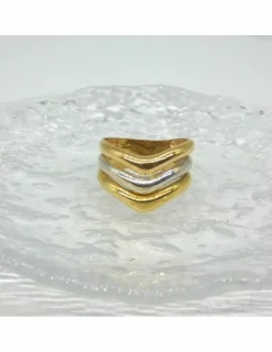 Sale Anillo en pico tricolor oro 18k - T.14 Anillos De Oro|Anillos