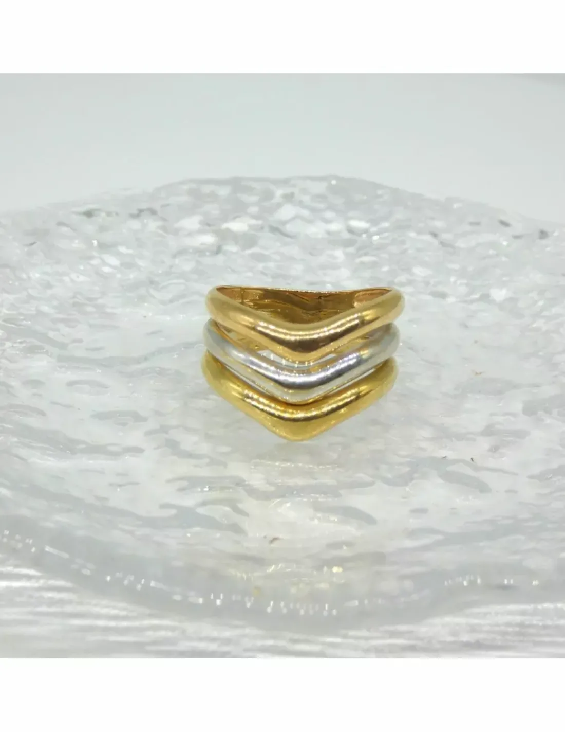 Sale Anillo en pico tricolor oro 18k - T.14 Anillos De Oro|Anillos