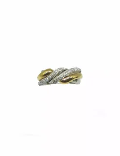 New Anillo entrelazado con diamantes oro bicolor 18k - T.15 Anillos Con Brillantes|Anillos De Oro
