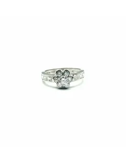 Online Anillo flor circonitas oro blanco 18k - T.13 Anillos De Oro|Anillos