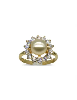 Best Anillo flor perla y circonitas oro 18k - T.15 Anillos De Oro|Anillos