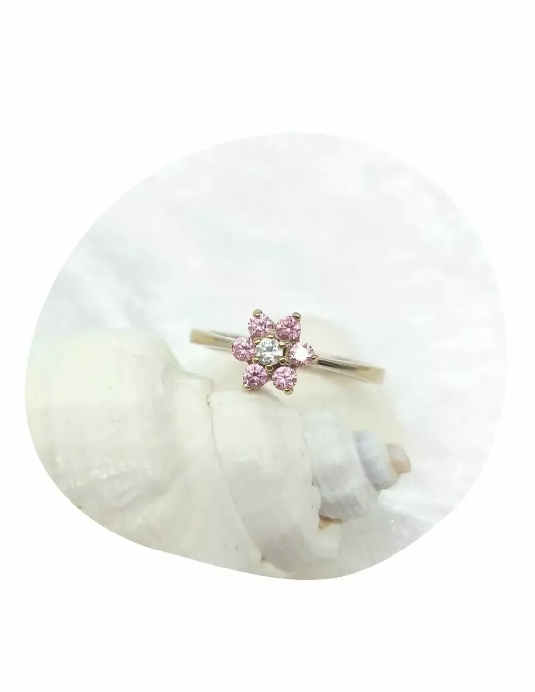 Sale Anillo flor rosa oro 18k - T.15 Anillos De Oro Blanco|Anillos De Oro