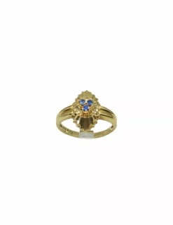 Cheap Anillo labrado en oval tres circonitas azules oro 18k - T.13 Anillos De Oro|Anillos