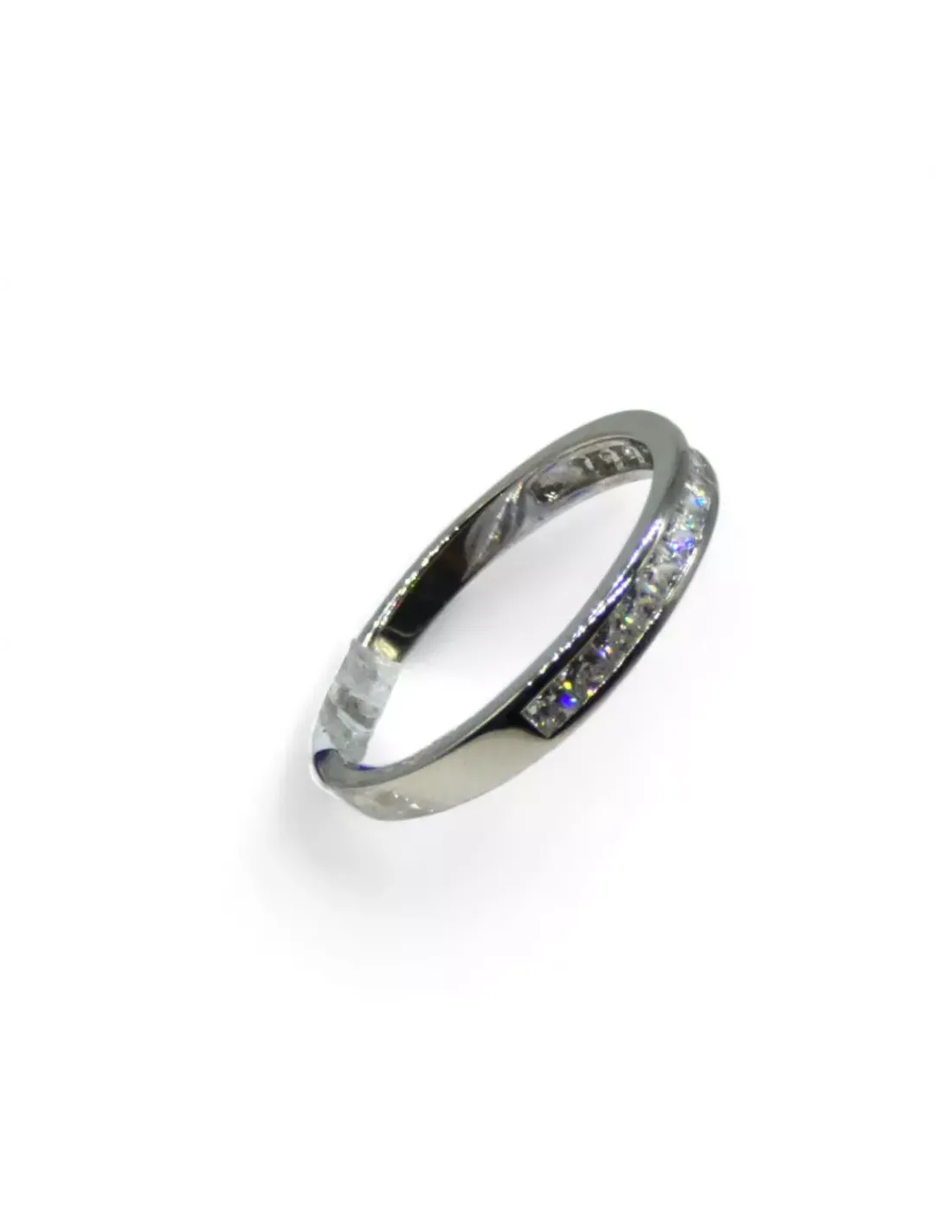 Store Anillo media alianza carril circonitas plata 925 Anillos De Oro|Anillos