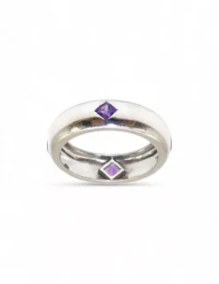 Cheap Anillo media caña oro blanco con circonitas moradas - T.14 Anillos De Oro Blanco|Anillos De Oro