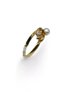 Discount Anillo ondas perla y circonita oro 18k - T.12 Anillos De Oro|Anillos