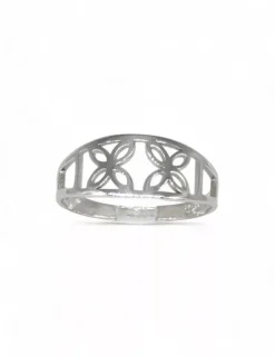 Sale Anillo oro blanco dos flores huecas 18k -T.15 Anillos De Oro Blanco|Anillos De Oro
