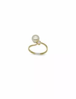 Cheap Anillo perla y circonita oro 18k - T.12 - 1,80gr Anillos De Oro|Anillos